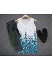 Distinctive Print VNeck Sleeveless Top