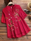 Bestdealfriday Embroidery Cotton Casual Floral Shirts Tops