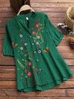 Bestdealfriday Embroidery Cotton Casual Floral Shirts Tops
