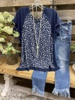 Cuffs Frosted Polka Dot Stitching Top