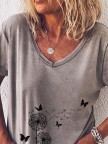 Short Sleeve Printed Casual V Neck Shirts