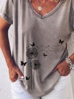 Short Sleeve Printed Casual V Neck Shirts