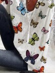 3/4 Sleeve Printed Casual CottonBlend Shirts & Tops