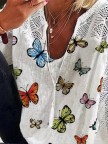 3/4 Sleeve Printed Casual CottonBlend Shirts & Tops