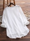 Long Sleeve Buttoned Sweet Crew Neck Blouses