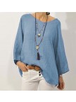 Plus Size Casual Solid Long Sleeve Blouse