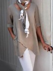 Half Sleeve Irregular Plus Size Blouses Asymmetrical Hem Shirt