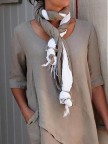 Half Sleeve Irregular Plus Size Blouses Asymmetrical Hem Shirt