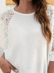 Round Neck Solid Lace Basic Blouse