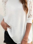 Round Neck Solid Lace Basic Blouse