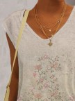Floral Printed V Neck Casual Short Sleeve TShirt