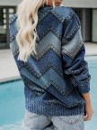 Crew Neck Geometric Casual Sweatshirt