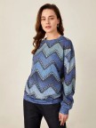 Crew Neck Geometric Casual Sweatshirt