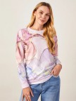 Crew Neck Geometric Casual Sweatshirt