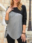Round Neck Colorblock Daily Tunic Tops