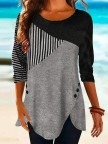 Round Neck Colorblock Daily Tunic Tops