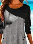 Round Neck Colorblock Daily Tunic Tops