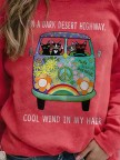 Crew Neck Letter Graphic Causal Sweatshirt