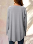Round Neck Solid Causal Tunic Tops