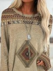 Round Neck Tribal Loosen Vacation Tunic Tops