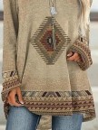 Round Neck Tribal Loosen Vacation Tunic Tops