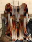 Scoop Neckline Color Block Vintage Retro Tops