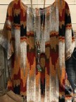 Scoop Neckline Color Block Vintage Retro Tops