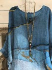 Round Neck Marbling Loosen Daily Tunic Tops