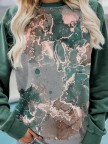Casual Crew Neck Abstract Ombre Long sleeve Sweatshirts