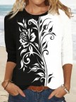 Crew Neck Floral Casual TShirt