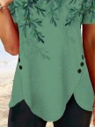 Round Neck Floral Tulip Hem Tunic Tops