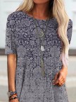 Round Neck Casual Short Sleeve Tribal Tshirt