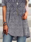 Round Neck Casual Short Sleeve Tribal Tshirt