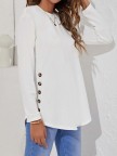 Crew Neck Solid Causal Tunic Tops