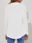 Crew Neck Solid Causal Tunic Tops