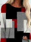 Round Neck Geometric Casual Tunic Tops