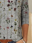 Long Sleeve Crew Neck Vintage Floral Shirts & Tops
