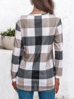 V Neck Checked/Plaid Casual Long sleeve Tshirt