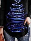 Christmas Tree Print Loose Long Sleeves TShirts & Tops