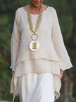 Round Neck Solid HiLo Basic Tunic Tops