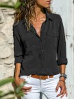 Collar Solid Pocketed Basic Shirt