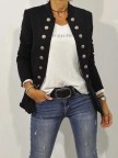 Black Long Sleeve Shift Buttoned Solid Jacket