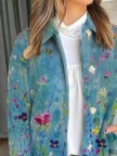 Solid Loosen Lapel Casual Overcoat