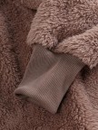Fleece Hooded Pocket Solid Color Long Sleeve Coats