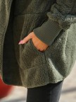 Holiday Casual Solid Color Long Sleeve Plush Hooded Jacket