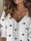 Winter Polka Dots V Neck Casual Sweater