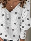 Winter Polka Dots V Neck Casual Sweater