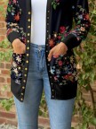 Floral Print Cape Collar Long Sleeve Vacation Casual Knit coat