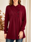 Asymmetrical Shawl Collar Solid Tunic Tops