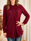 Asymmetrical Shawl Collar Solid Tunic Tops